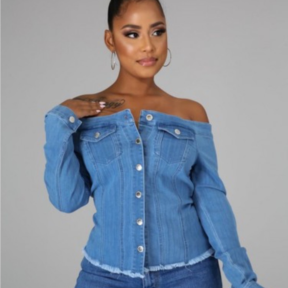 Off-Shoulder Denim Jacket